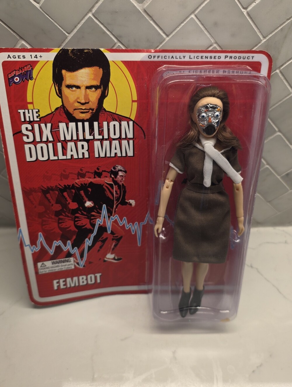 Bif Bang Pow! The Six Million Dollar Man FEMBOT 8" Clothed Action Figure MOC Sea